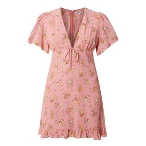 REFORMATION NWT Mya Pink floral V-neck mini dress Sz 8